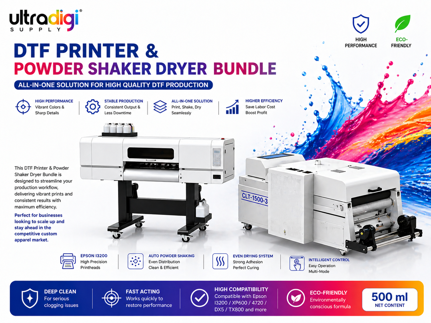 Ultra-4 DTF Printer and Powder shaker Dryer bundle